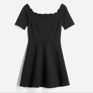 Nine Britton Off The Shoulder Scallop Dress, NWT, medium, mini black dress